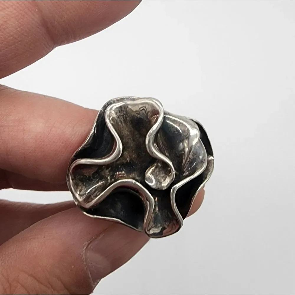 Stunning Retired Vintage Silpada Sterling Silver Blooming Flower Ring Size 6 - Picture 3 of 5